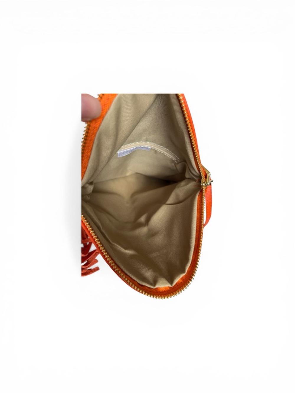 Vera Pelle Orange Italian Leather Crossbody Bag small - Picture 5 of 7